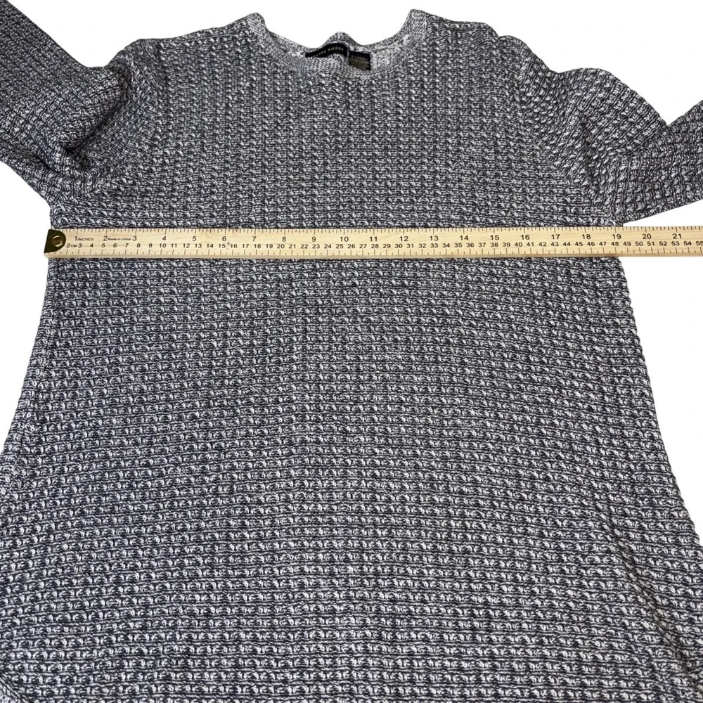 Jeanne Pierre Womens XL Black White Marled Cotton Knit Sweater High Low‎ Hem
